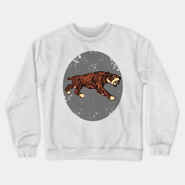 Saber Tooth Tiger Mandala style Crewneck Sweatshirt by madeinchorley